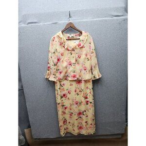 Miss Dorby Petite Floral Yellow Sleeveless Dress & Jacket Set 12P